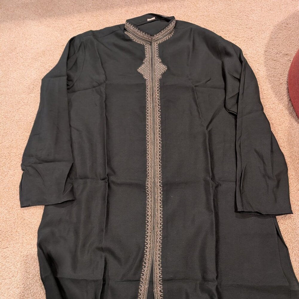 Men’s Forest Green Indian Ethnic Kurta Set - Embroidered - Size 40